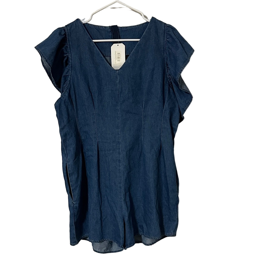 Denim Blue Women's Pleated Romper XL
